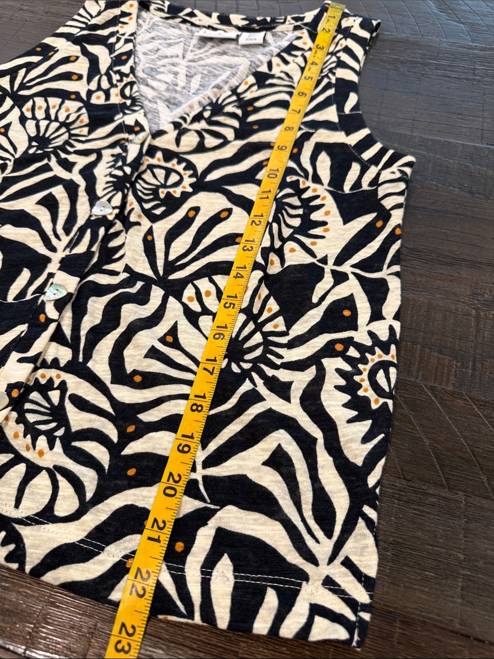 Nicole Miller New York Artsy Abstract Print Linen Button Front Sleeveless Top S - Picture 15 of 16